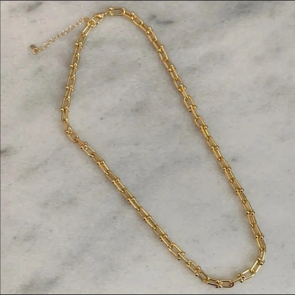 Gold Chain Link Chunky Sterling Silver Necklace - Picture 6 of 6
